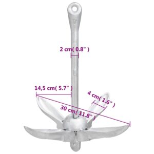 vidaXL Hopfällbart ankare med rep silver 2,5 kg smidbart järn - Bild 11