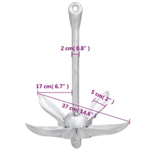 vidaXL Hopfällbart ankare med rep silver 3,2 kg smidbart järn - Bild 11