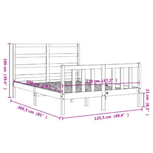 vidaXL Sängram med huvudgavel vit 120x200 cm massivt trä - Bild 12