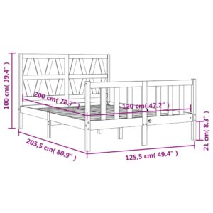 vidaXL Sängram med huvudgavel 120x200 cm massivt trä - Bild 12