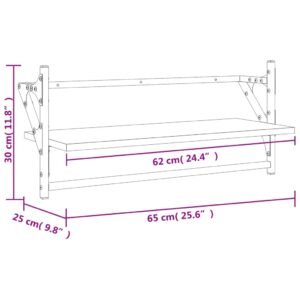 vidaXL Vägghyllor med stänger 2 st rökfärgad ek 65x25x30 cm - Bild 9