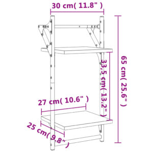 vidaXL Vägghyllor 2-plan med stänger 2 st svart 30x25x65 cm - Bild 9