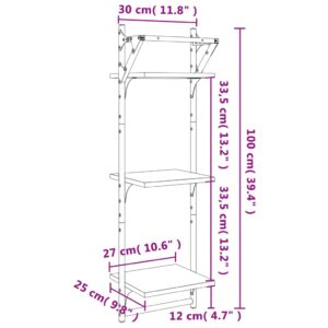 vidaXL Vägghyllor 3-plan med stänger 2 st svart 30x25x100 cm - Bild 9