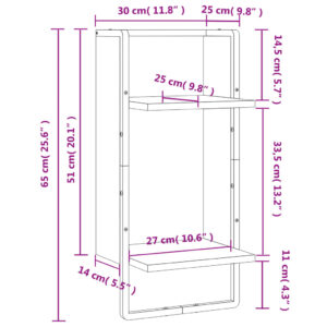 vidaXL Vägghylla med stång rökfärgad ek 30x25x65 cm - Bild 8