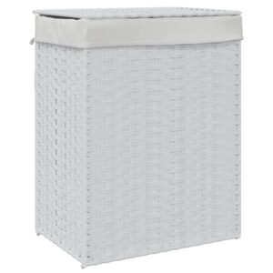 vidaXL Tvättkorg med lock vit 46x33x60 cm konstrotting - Bild 2