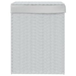 vidaXL Tvättkorg med lock vit 46x33x60 cm konstrotting - Bild 3