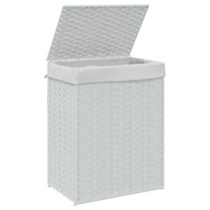 vidaXL Tvättkorg med lock vit 46x33x60 cm konstrotting - Bild 4