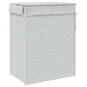 vidaXL Tvättkorg med lock vit 46x33x60 cm konstrotting - Bild 6