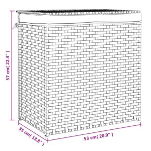 vidaXL Tvättkorg med 2 sektioner vit 53x35x57 cm konstrotting - Bild 9