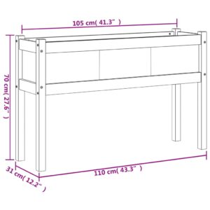 vidaXL Odlingslådor med ben vit 110x31x70 cm massiv furu - Bild 11