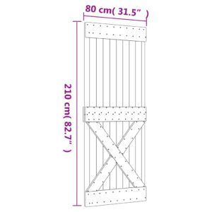 vidaXL Skjutdörr med beslag 80x210 cm massiv furu - Bild 11