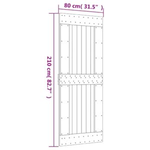 vidaXL Skjutdörr med beslag 80x210 cm massiv furu - Bild 11