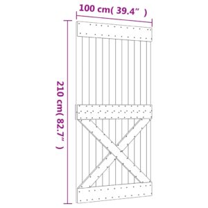 vidaXL Skjutdörr med beslag 100x210 cm massiv furu - Bild 11