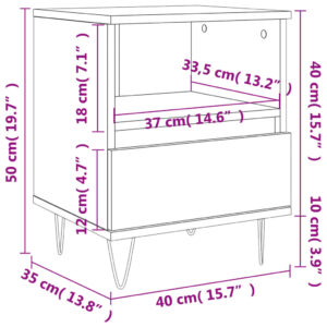 vidaXL Sängbord 2 st vit 40x35x50 cm konstruerat trä - Bild 12