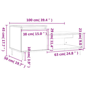 vidaXL Soffbord rökfärgad ek 100x50x45 cm konstruerat trä - Bild 12