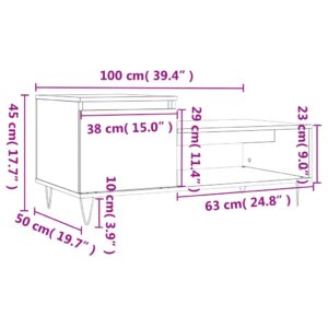 vidaXL Soffbord rökfärgad ek 100x50x45 cm konstruerat trä - Bild 12