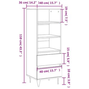 vidaXL Högskåp rökfärgad ek 40x36x110 cm konstruerat trä - Bild 11