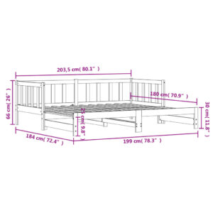 vidaXL Dagbädd med extrasäng 90x200 cm massiv furu - Bild 11