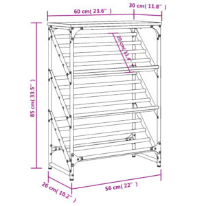 vidaXL Skohylla sonoma-ek 60x30x85 cm konstruerat trä - Bild 9