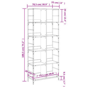 vidaXL Bokhylla svart 78,5x33x188,5 cm konstruerat trä - Bild 9