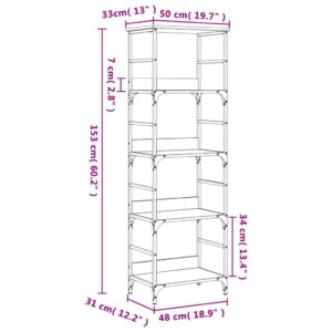 vidaXL Bokhylla rökfärgad ek 50x33x153 cm konstruerat trä - Bild 9