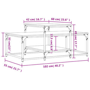 vidaXL Soffbord sonoma-ek 102x60x45 cm konstruerat trä - Bild 9