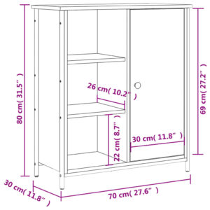 vidaXL Byrå brun ek 70x30x80 cm konstruerat trä - Bild 12