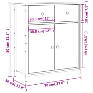 vidaXL Byrå brun ek 70x30x80 cm konstruerat trä - Bild 11