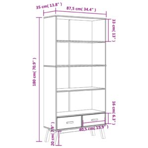 vidaXL Bokhylla OLDEN 4 hyllplan grå och brun massiv furu - Bild 12