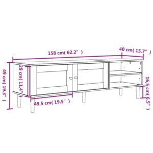 vidaXL Tv-bänk SENJA rottinglook vit 158x40x49 cm massiv furu - Bild 10