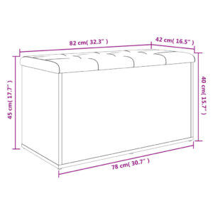 vidaXL Förvaringsbänk rökfärgad ek 82x42x45 cm konstruerat trä - Bild 10