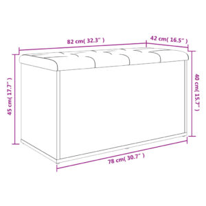 vidaXL Förvaringsbänk brun ek 82x42x45 cm konstruerat trä - Bild 10