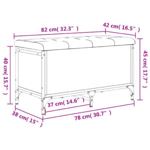 vidaXL Förvaringsbänk svart 82x42x45 cm konstruerat trä - Bild 10