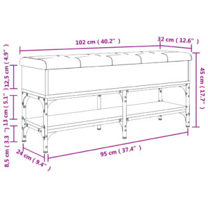 vidaXL Skobänk svart 102x32x45 cm konstruerat trä - Bild 11