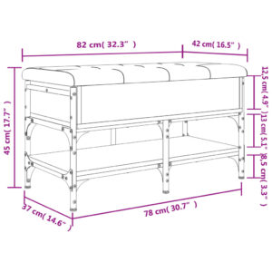 vidaXL Skobänk rökfärgad ek 82x42x45 cm konstruerat trä - Bild 12