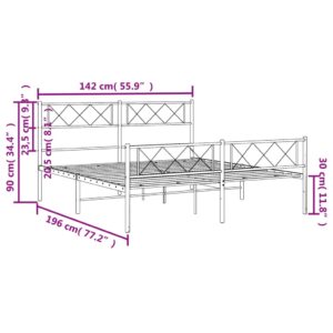 vidaXL Sängram med huvudgavel och fotgavel svart metall 135x190 cm - Bild 9