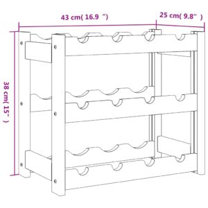 vidaXL Vinställ för 12 flaskor svart massiv furu - Bild 7