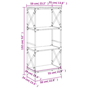 vidaXL Bokhylla 4 hyllplan svart 59x35x132 cm konstruerat trä - Bild 9