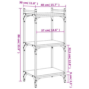 vidaXL Bokhylla 3 hyllplan rökfärgad ek 40x30x86 cm konstruerat trä - Bild 9