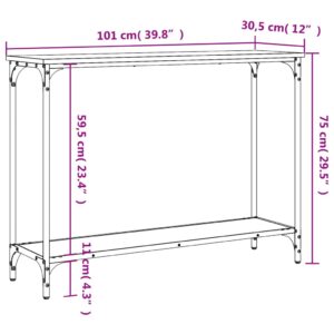 vidaXL Avlastningsbord rökfärgad ek 101x30,5x75 cm konstruerat trä - Bild 9