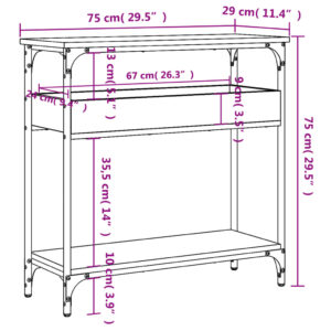 vidaXL Konsolbord med hylla svart 75x29x75cm konstruerat trä - Bild 8