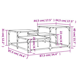 vidaXL Soffbord rökfärgad ek 87,5x87,5x40 cm konstruerat trä - Bild 9