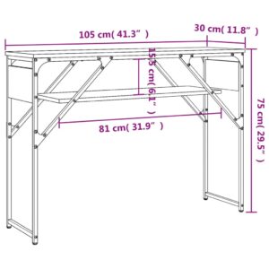 vidaXL Konsolbord med hylla svart 105x30x75cm konstruerat trä - Bild 9