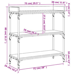 vidaXL Konsolbord med hyllor rökfärgad ek 75x30x80 cm - Bild 9