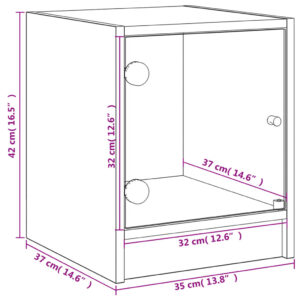 vidaXL Sängskåp med glasdörrar 2 st grå sonoma 35x37x42 cm - Bild 12