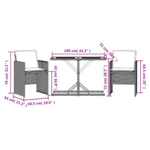 vidaXL Caféset med dynor 3 delar svart konstrotting - Bild 11