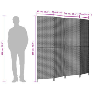 vidaXL Rumsavdelare 4 paneler svart konstrottning - Bild 9