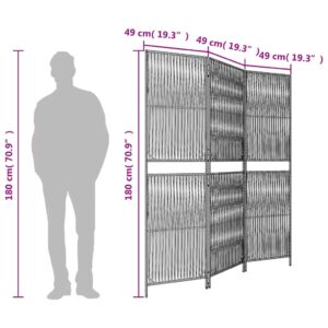 vidaXL Rumsavdelare 3 paneler brun konstrottning - Bild 9