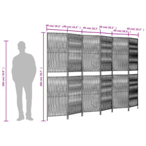 vidaXL Rumsavdelare 6 paneler svart konstrottning - Bild 9