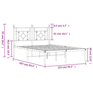 vidaXL Sängram med huvudgavel metall svart 120x200 cm - Bild 11